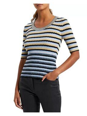 Theory Leenda Striped Wool Top, Size Small